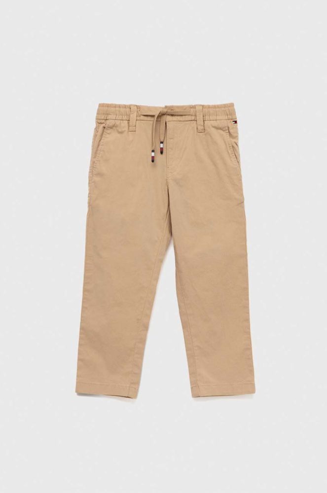 Дитячі штани Tommy Hilfiger колір бежевий однотонні (3185455)