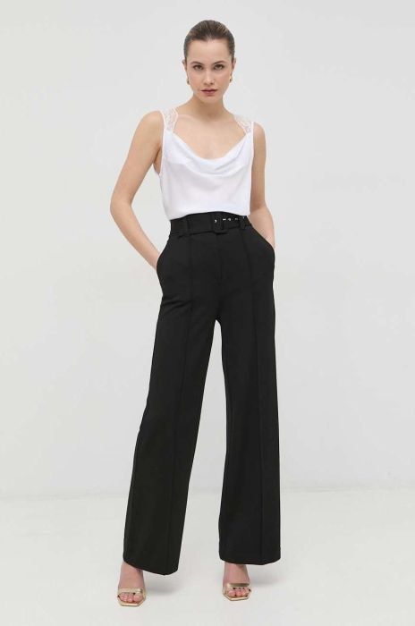 Штани Guess жіночі колір чорний широке висока посадка (2931846)