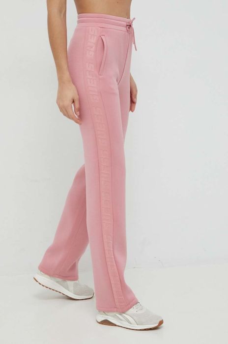 Спортивні штани Guess жіночі колір рожевий з принтом (2867699)
