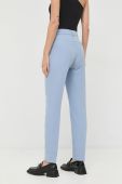 Штани Bruuns Bazaar Rubysus Linea жіночі облягаючі середня посадка колір блакитний