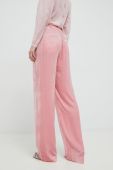 Штани з шовком Custommade Pamela жіночі колір рожевий широке висока посадка
