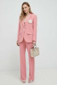 Штани з домішкою вовни Custommade Petry жіночі колір рожевий широкі висока посадка