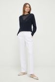 Штани Guess жіночі колір білий широке висока посадка (3019914)