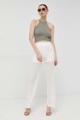 Штани Guess жіночі колір білий широке висока посадка (3028633)