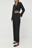 Штани Herskind Logan жіночі колір чорний широкі висока посадка