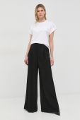 Штани MICHAEL Michael Kors Жіночі колір чорний широке висока посадка