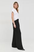 Штани MICHAEL Michael Kors Жіночі колір чорний широке висока посадка