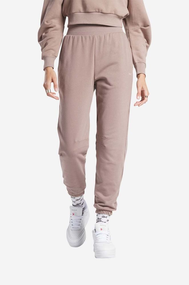 Бавовняні спортивні штани Reebok Classic WDE FT Jogger колір рожевий однотонні HS0395-TAUPE