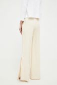 Штани з домішкою льону Twinset колір бежевий широке висока посадка