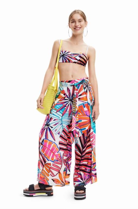 Штани Desigual жіночі колір білий широке висока посадка (3144832)