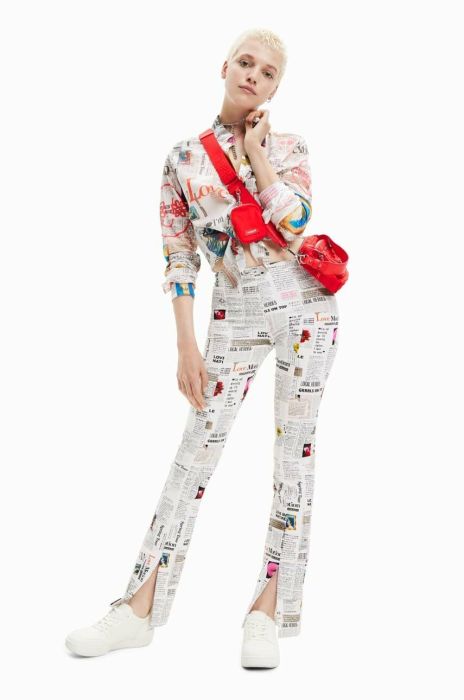 Штани Desigual жіночі колір білий пряме середня посадка