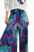 Бавовняні штани Desigual широке висока посадка колір барвистий