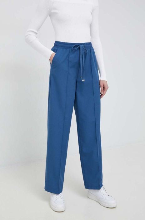 Штани United Colors of Benetton жіночі колір синій пряме висока посадка (3071169)