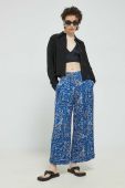 Штани HUGO жіночі широке висока посадка колір блакитний (3078298)