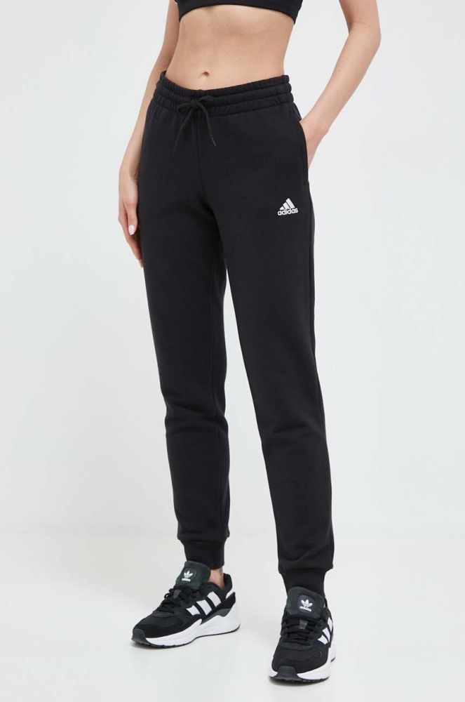 Бавовняні спортивні штани adidas колір чорний з принтом (3251143)