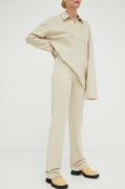 Штани Samsoe Samsoe жіночі колір бежевий пряме висока посадка (3227495)