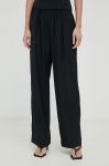 Штани Samsoe Samsoe жіночі колір чорний широке висока посадка (2990829)