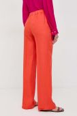 Льняні штани Luisa Spagnoli колір помаранчевий широке висока посадка