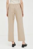 Штани з домішкою льону R?sum? колір бежевий широке висока посадка