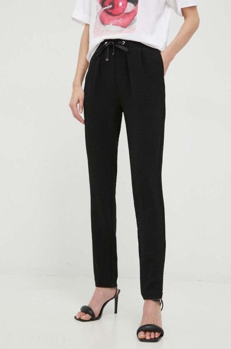 Штани Morgan жіночі колір чорний пряме висока посадка (3039852)