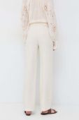 Штани з домішкою льону Patrizia Pepe колір бежевий широке висока посадка