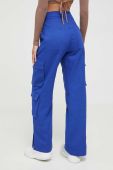 Бавовняні штани Sixth June фасон cargo висока посадка колір блакитний