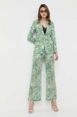 Штани Morgan жіночі колір зелений пряме висока посадка (3285300)