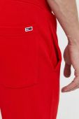 Бавовняні спортивні штани Tommy Jeans чоловічі колір червоний з принтом