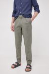 Штани з домішкою льону Pepe Jeans Arrow колір зелений пряме