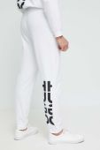 Бавовняні штани лаунж HUGO колір білий з принтом