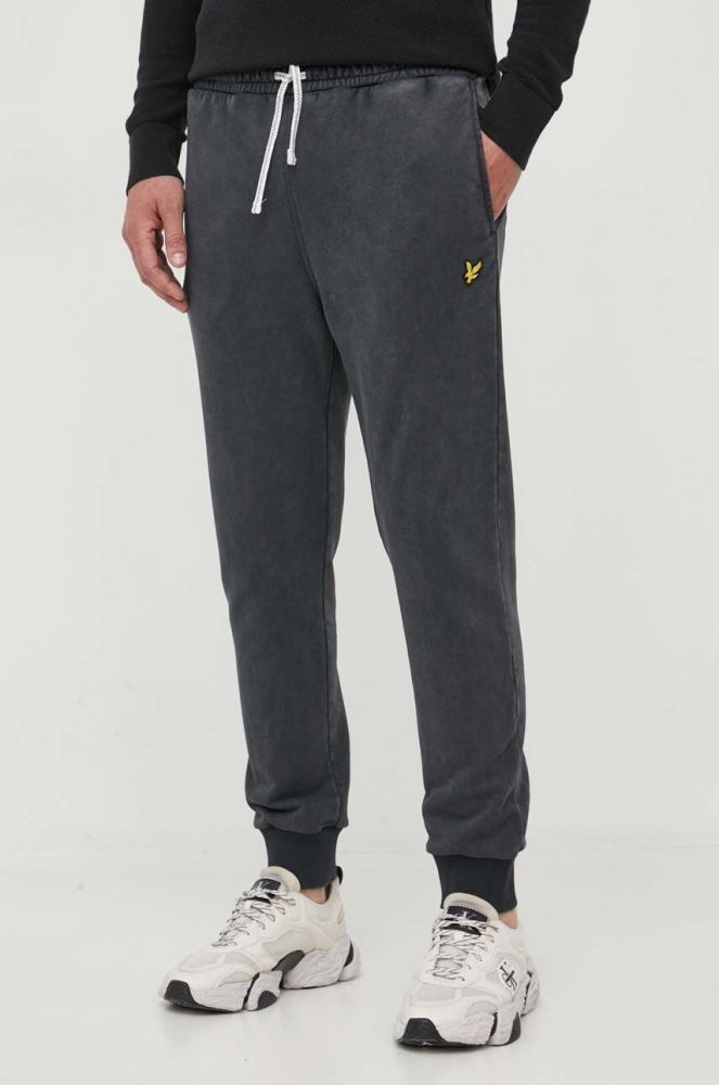 Бавовняні спортивні штани Lyle & Scott колір чорний однотонні