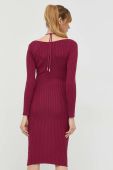 Сукня з домішкою шовку Guess колір бордовий mini облягаюча