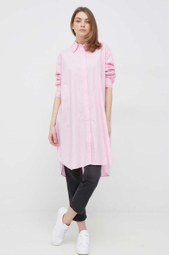 Бавовняна сукня Tommy Hilfiger колір рожевий mini oversize