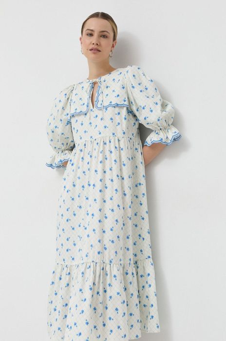 Сукня Notes du Nord Francesca колір білий midi розкльошена
