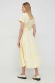 Бавовняна сукня Polo Ralph Lauren колір жовтий midi розкльошена