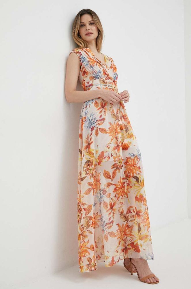 Сукня Guess колір помаранчевий maxi розкльошена (3082805)