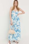 Бавовняна сукня Red Valentino maxi розкльошена колір блакитний