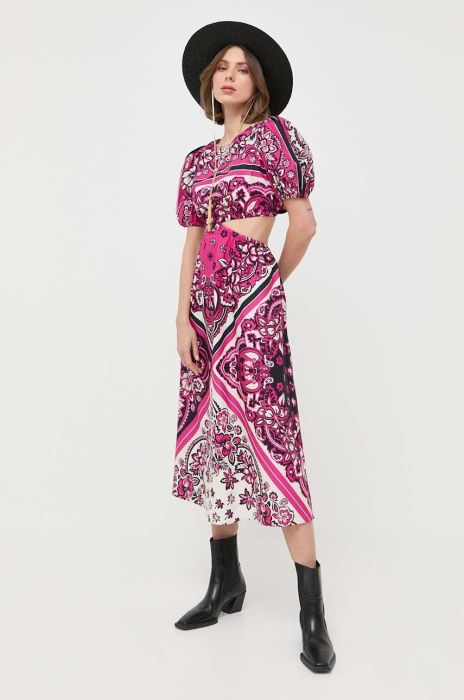 Бавовняна сукня Red Valentino колір фіолетовий midi розкльошена