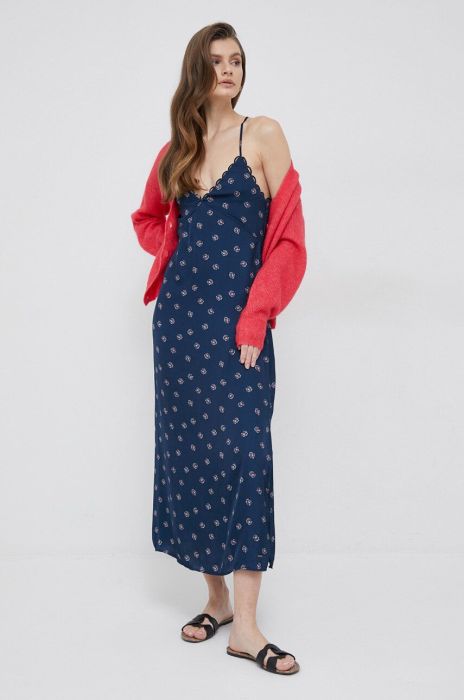 Сукня Pepe Jeans Pala колір синій maxi розкльошена