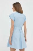 Бавовняна сукня Trussardi mini розкльошена колір блакитний