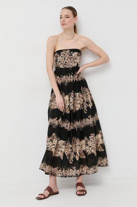 Бавовняна сукня Twinset колір чорний midi розкльошена