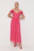 Шовкова сукня Luisa Spagnoli колір рожевий maxi розкльошена