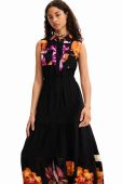 Сукня Desigual колір чорний maxi розкльошена (3053409)