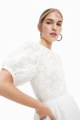Бавовняна сукня Desigual колір білий mini розкльошена