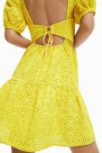 Бавовняна сукня Desigual колір жовтий mini розкльошена