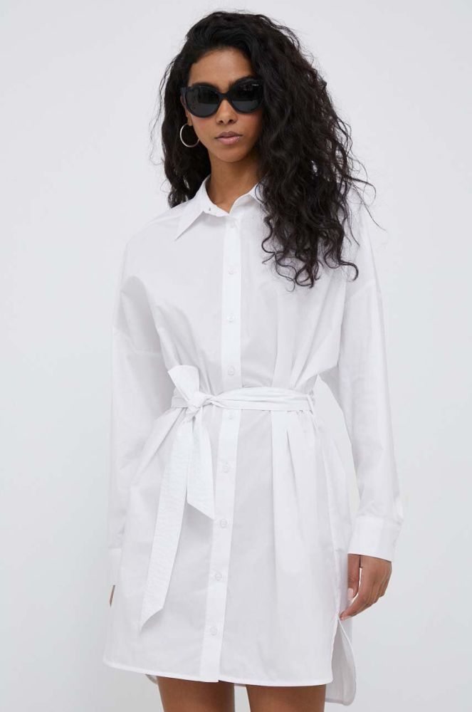Бавовняна сукня Sisley колір білий mini oversize
