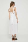 Бавовняна сукня Sisley колір білий midi розкльошена