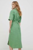 Льняна сукня United Colors of Benetton колір зелений midi пряма