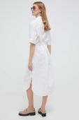 Льняна сукня United Colors of Benetton колір білий midi oversize