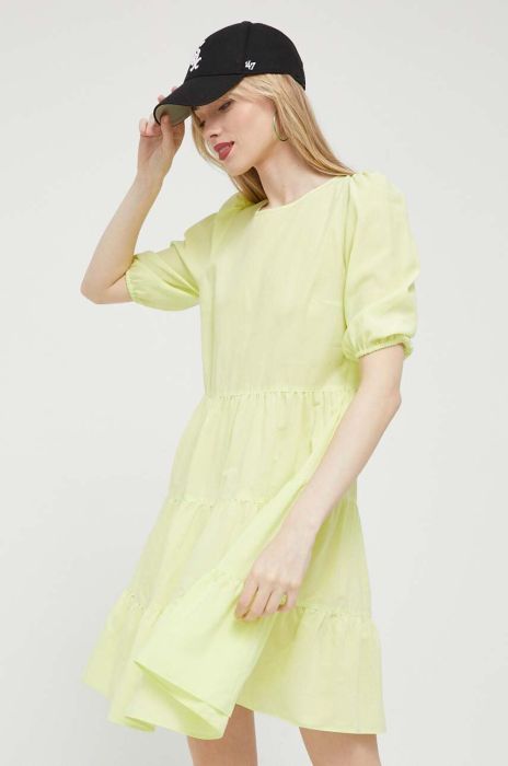 Сукня HUGO колір жовтий mini розкльошена